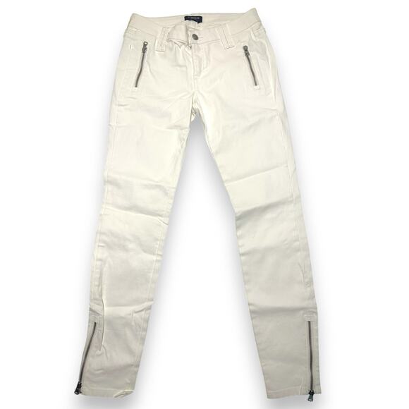 BEBE Optic White Skinny Jeans With zipper Details Size 29 - Picture 2 of 15